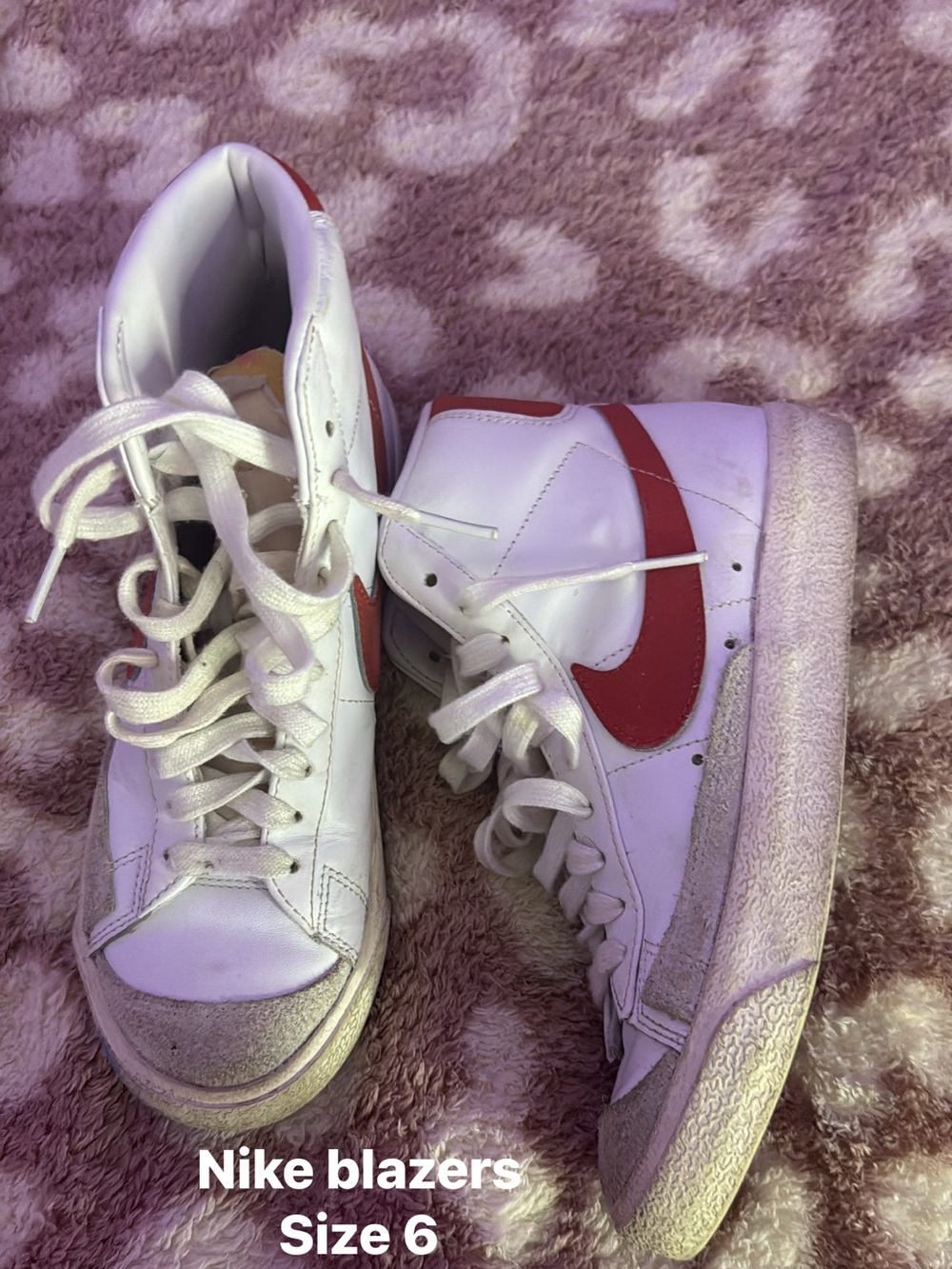 Nike Women’s White High-Top Sneakers with Red Swoosh
